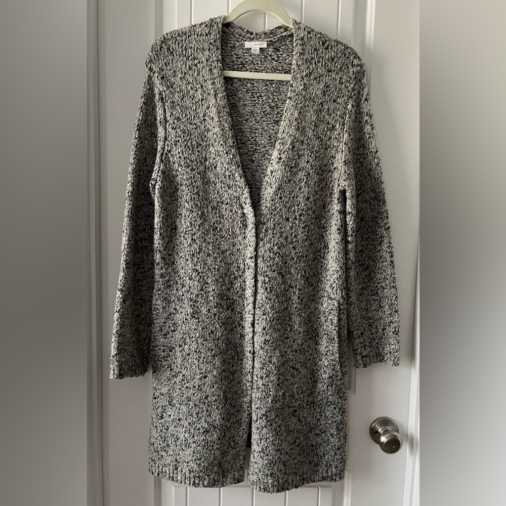 Pure Jill Black & White Marl Long Cardigan Sweater Size S